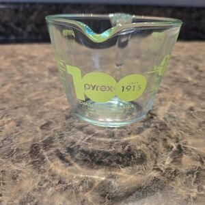 Pyrex 100th Anniversary 1915-2015 1 Cup Measuring Lime Yellow Letters ‎ USA